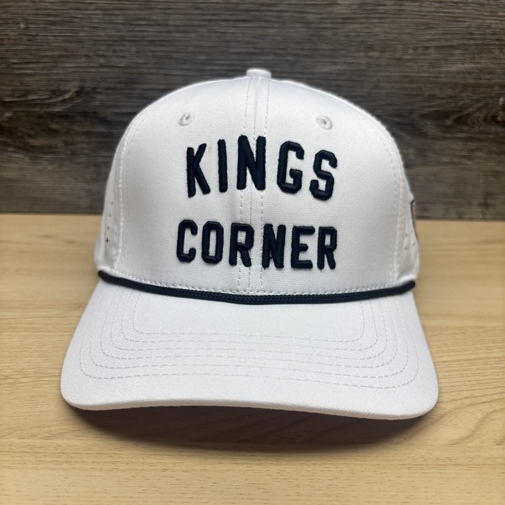 Kings Corner Hat Cap Snap Back Mens White UNRL Golf Logo Adjustable Trucker